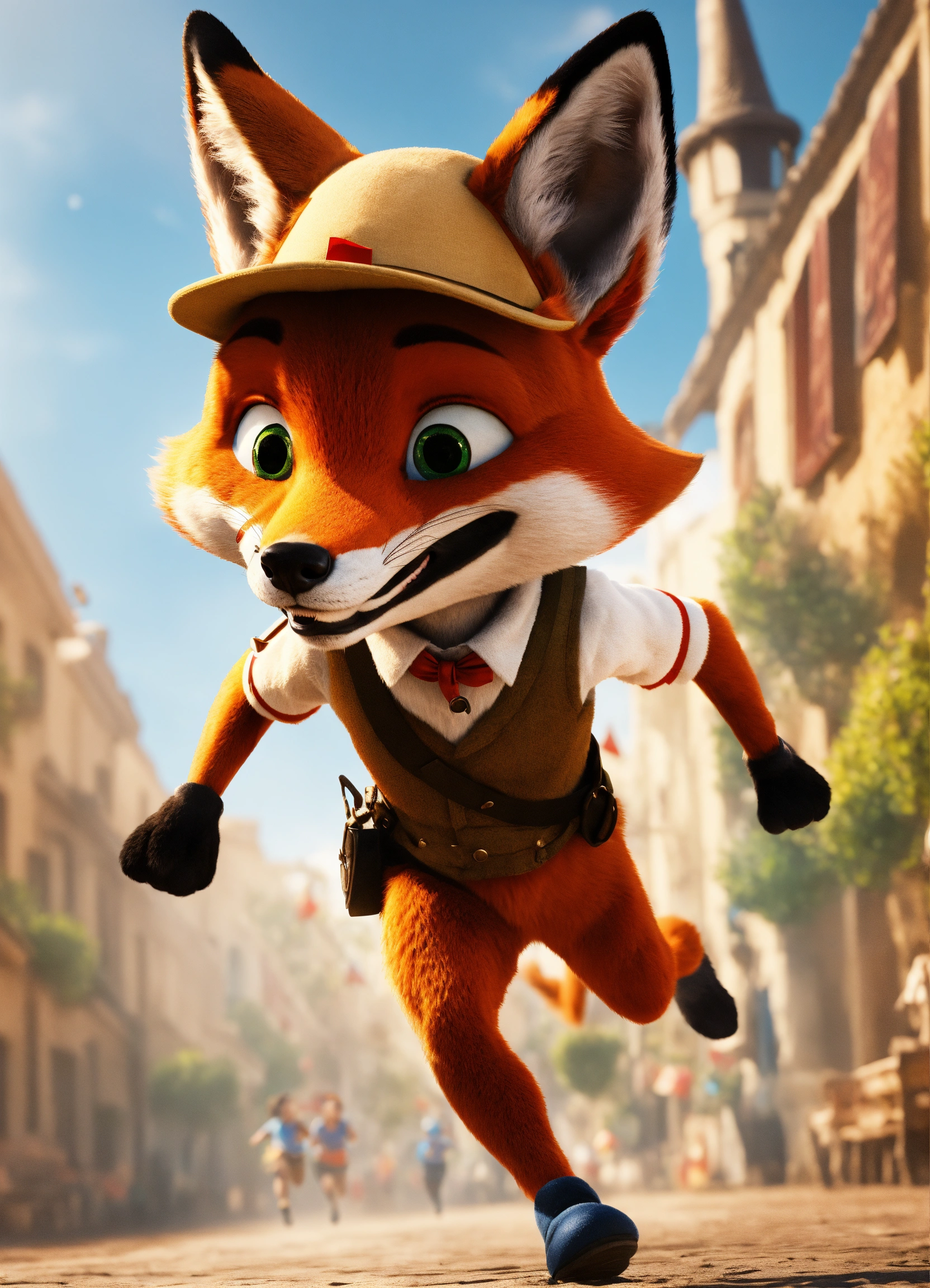 Lexica - The fox character from Pinocchio running as mayay, poster ...