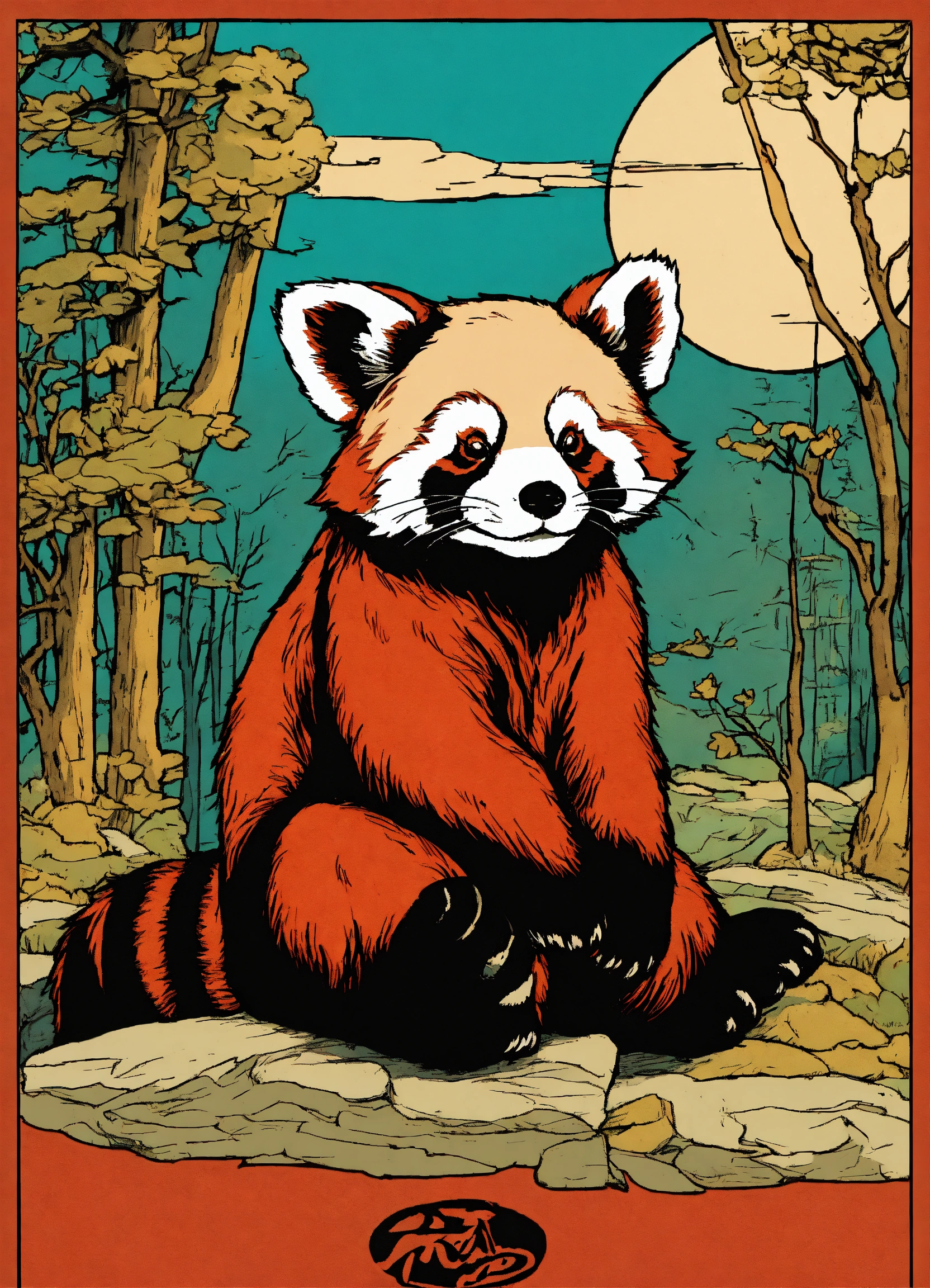 Lexica - Stylized red panda logo, illustrated by hergé, style of tin ...