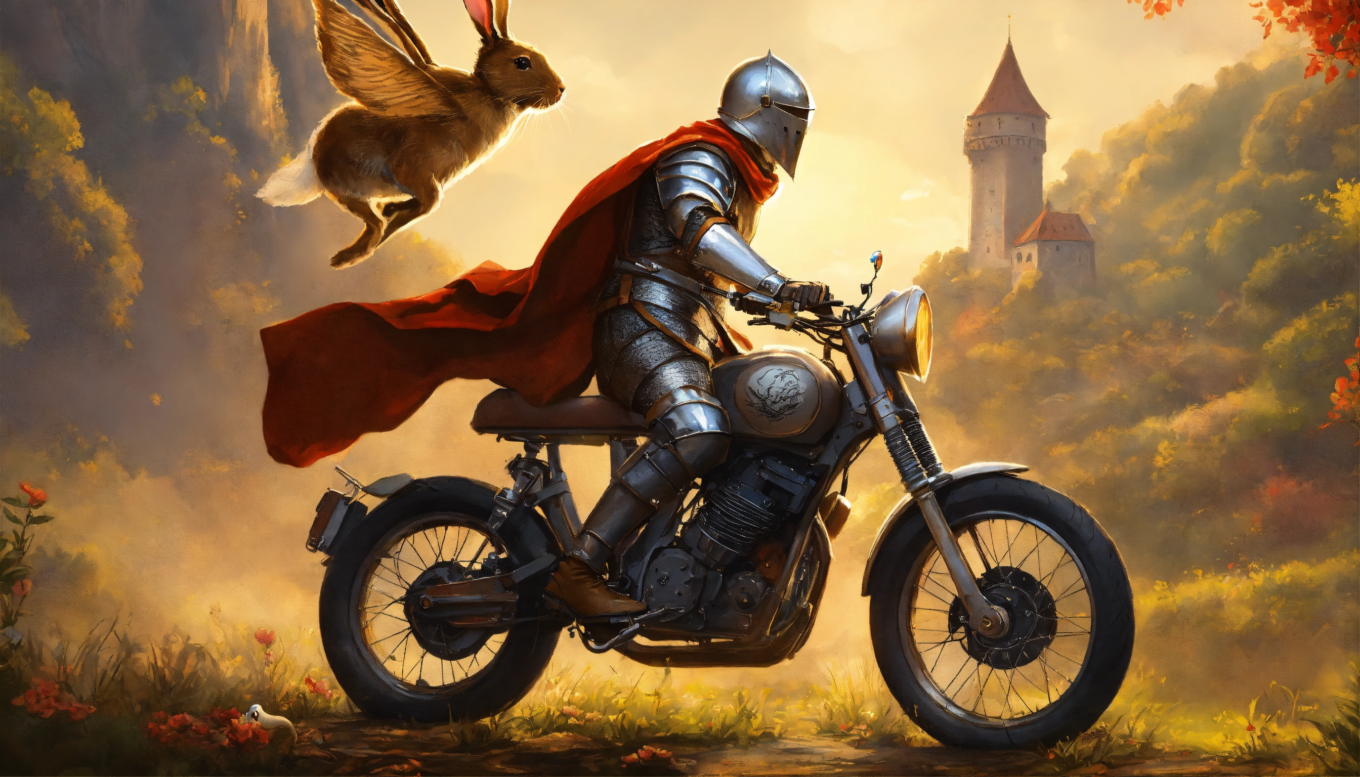 Lexica - Medieval poster of a knight riding a bike and holding a sword ...