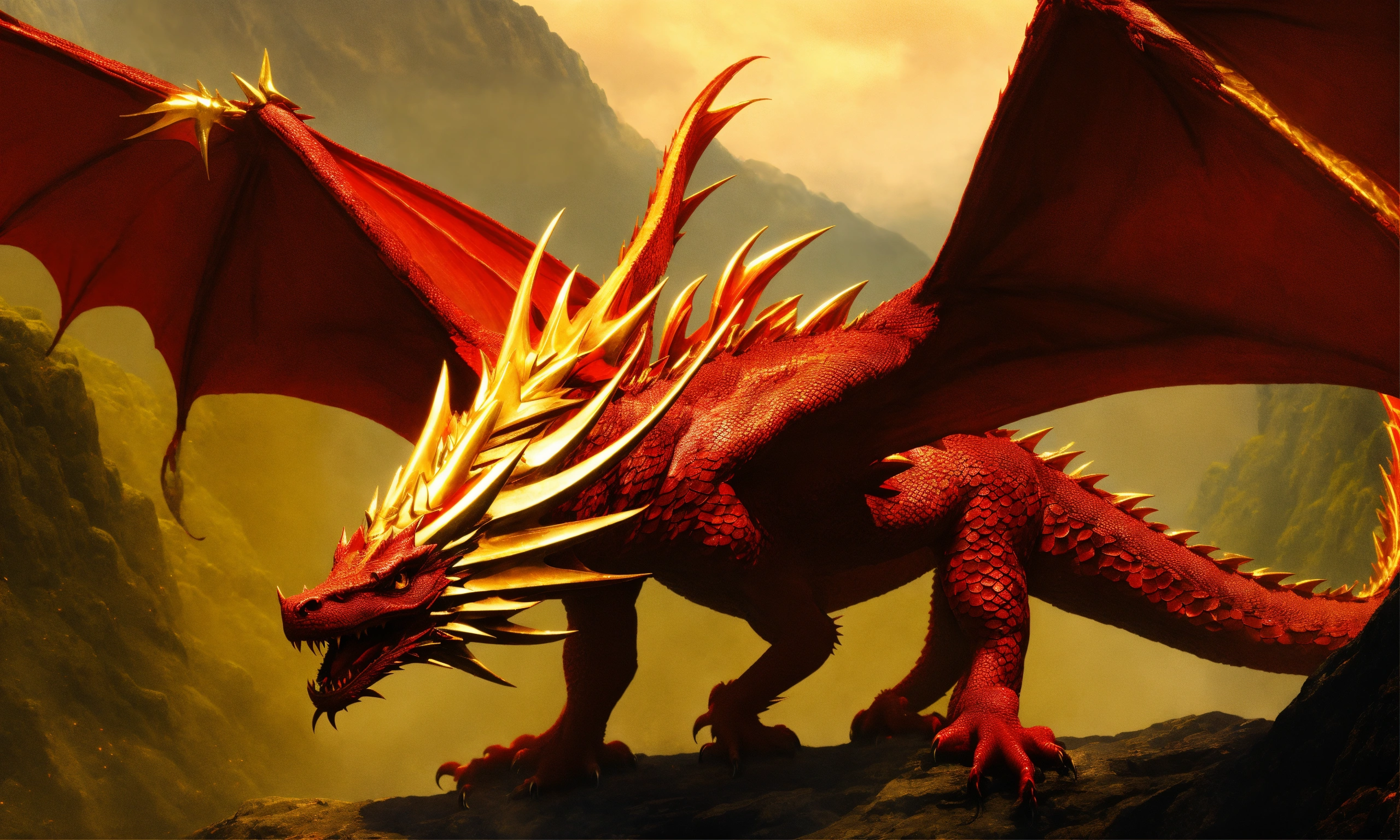 Lexica - A dragon. primary gold with red