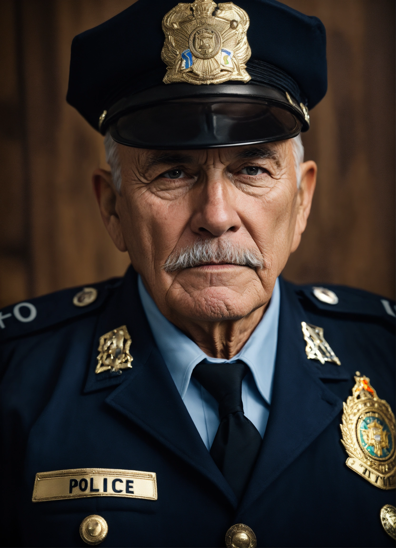 Lexica - An old retired police officer, with an intense gaze, 8k