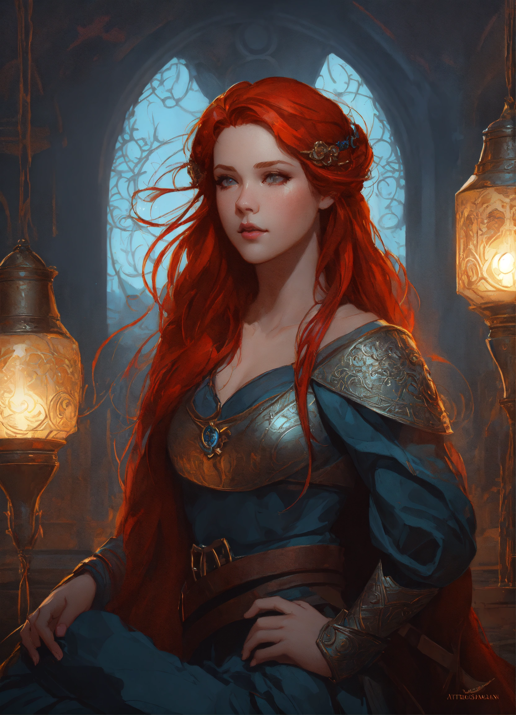 Lexica - Beautiful, red hair, viking, long hair, dark pin-up style hair ...