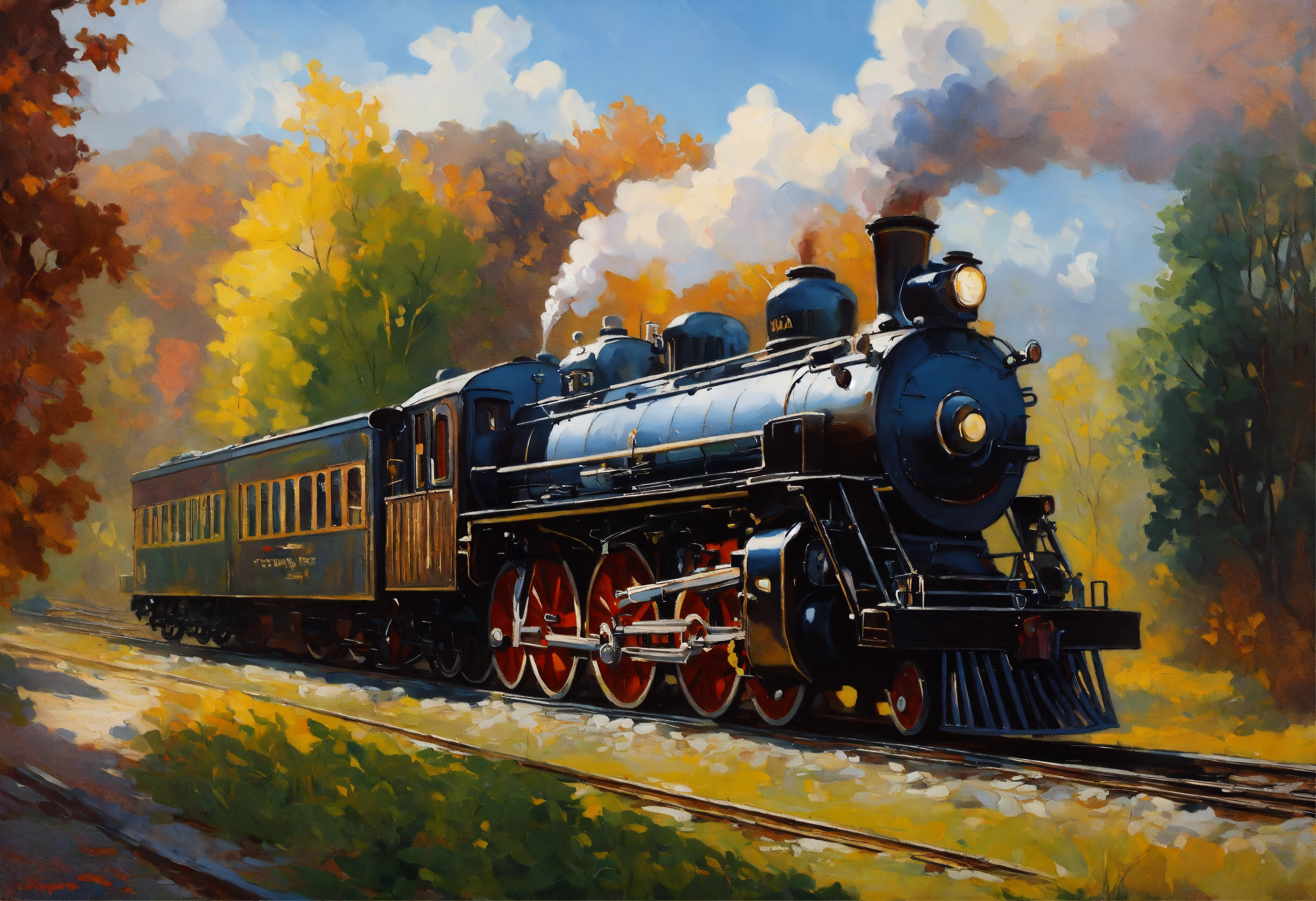 Lexica - Create a painting of an american steam locomotive big boy ...