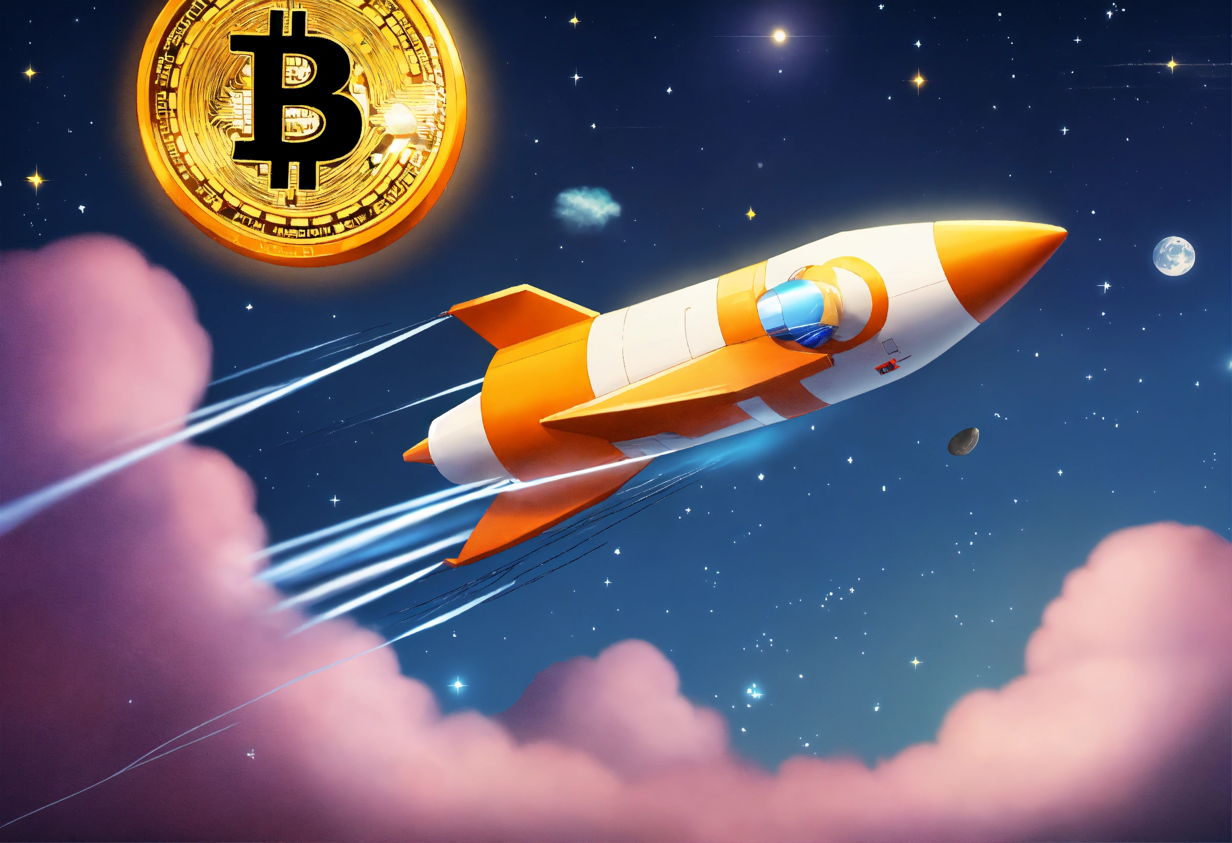 Lexica - Bitcoin riding on a rocket to the moon
