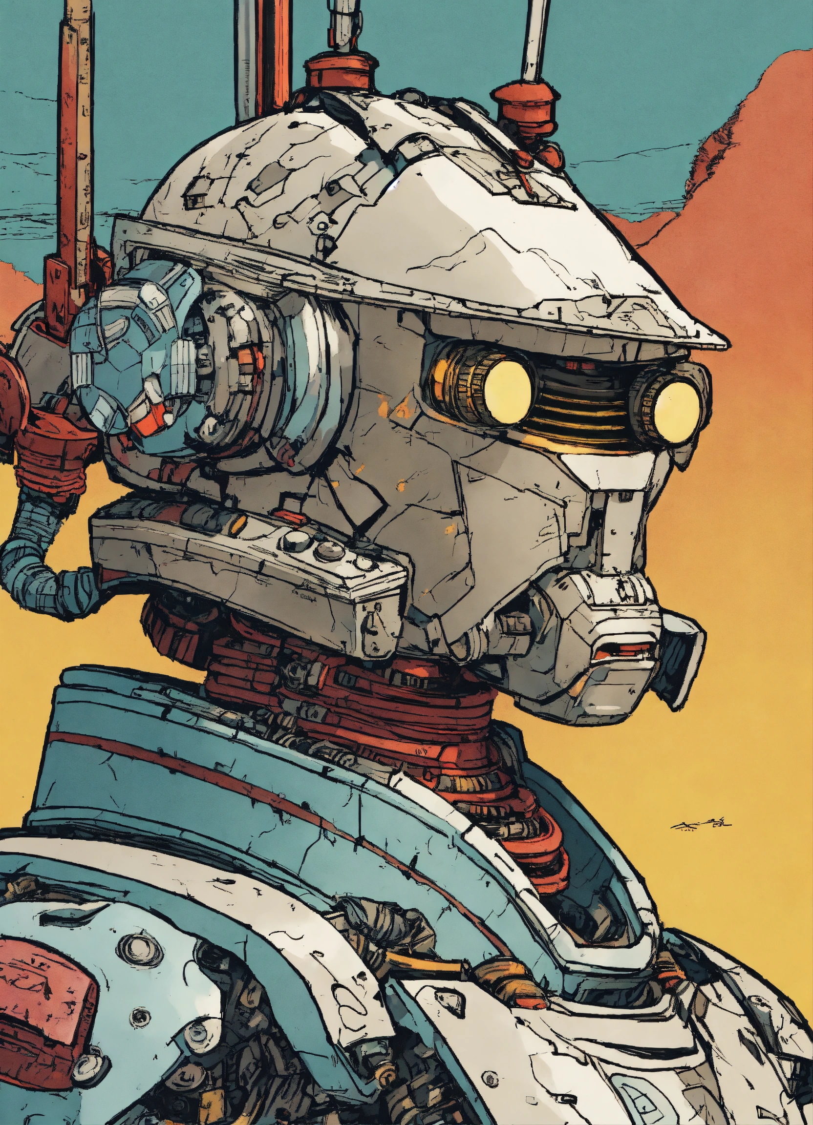 Lexica - Detailed pen and ink illustration of a samurai robot cyborg ...