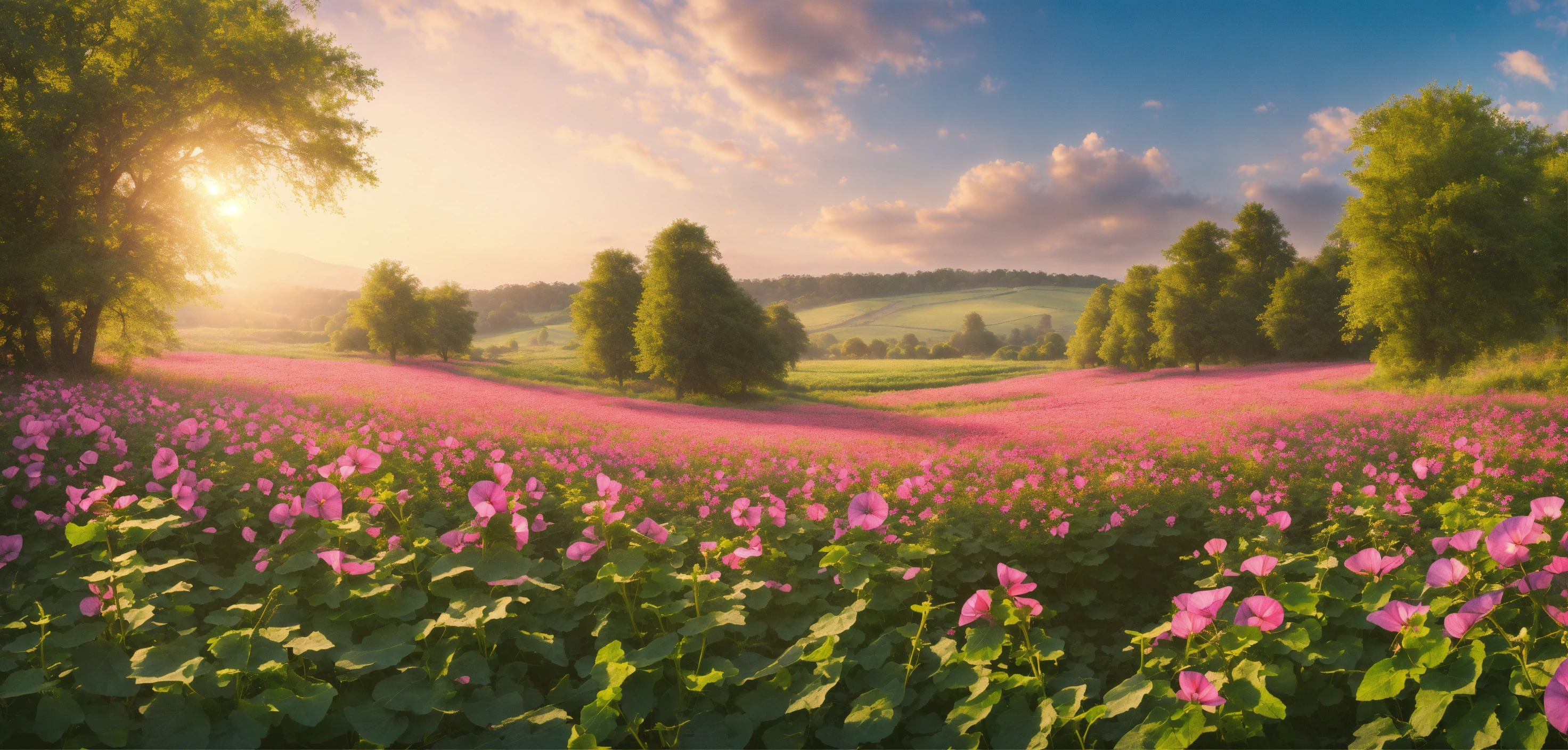 Lexica - A serene and majestic spring landscape of a large field full ...