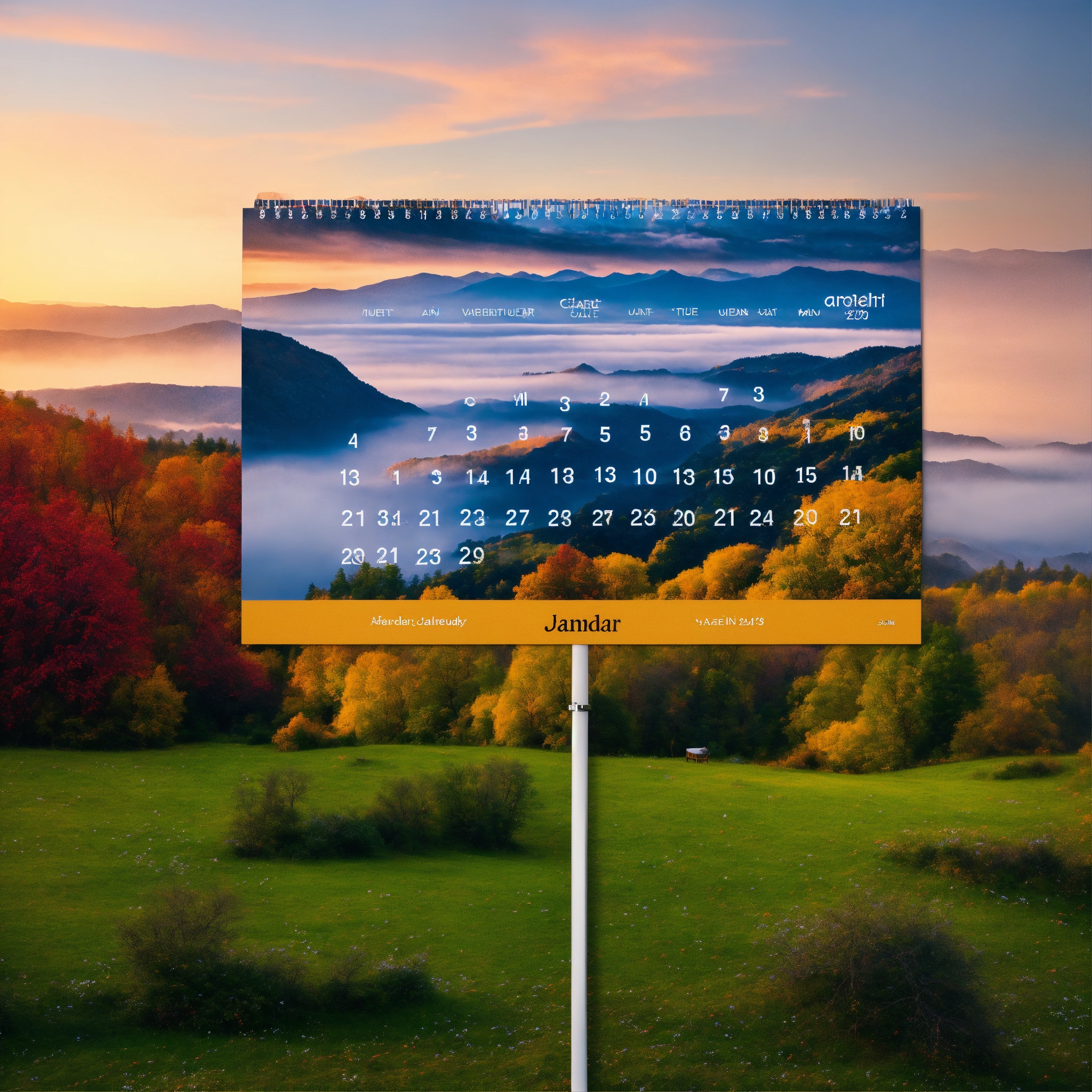 Lexica - A photo of a wall calendar. The calendar is printed on glossy ...