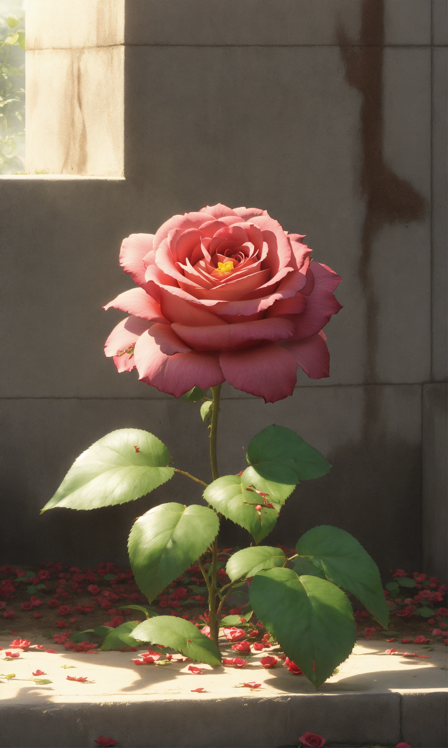 Lexica - Rose growing in concrete studio ghibli