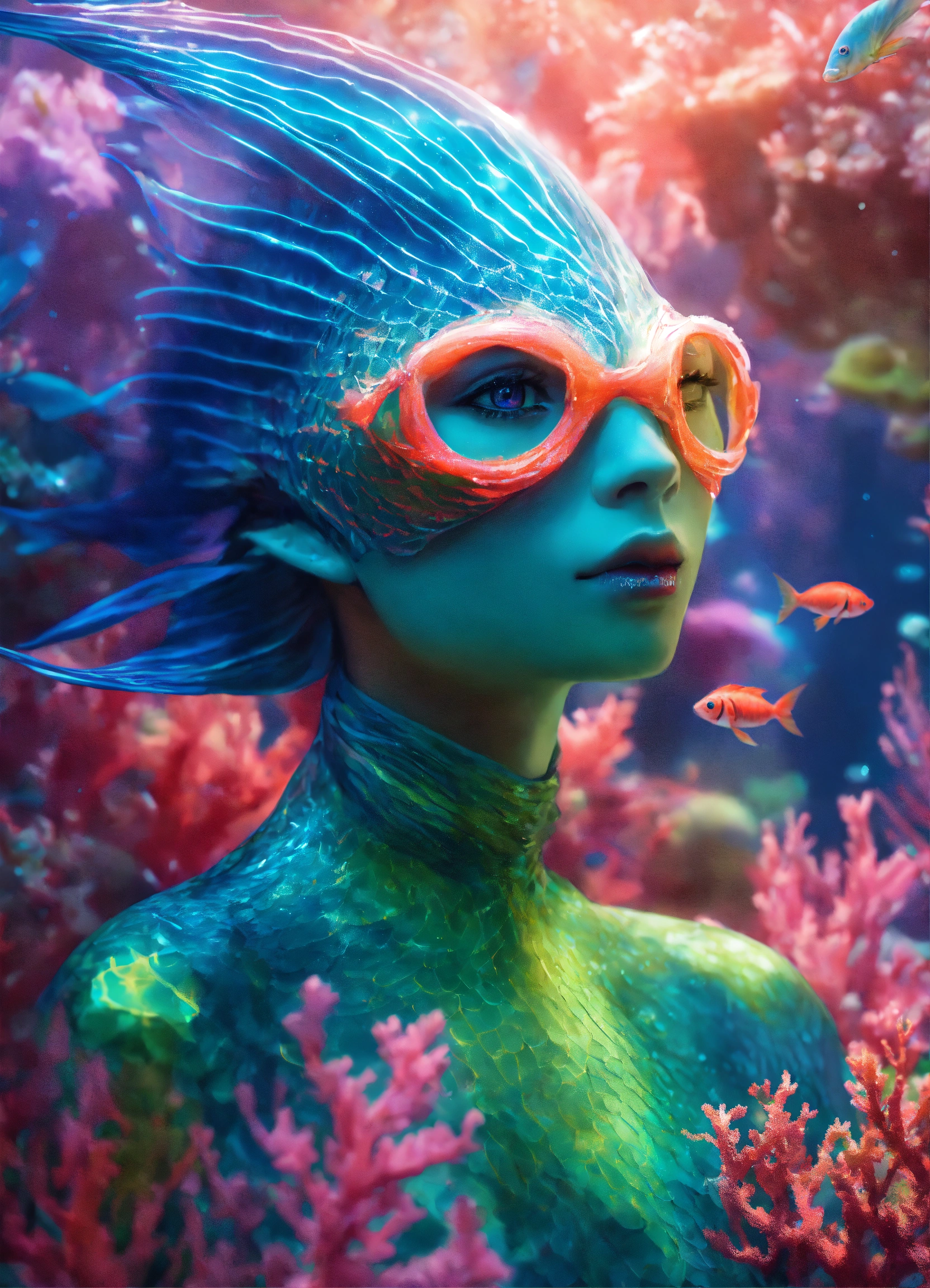 Lexica - Fantasy Portrait of an anthropomorphic fish, shimmery skin ...