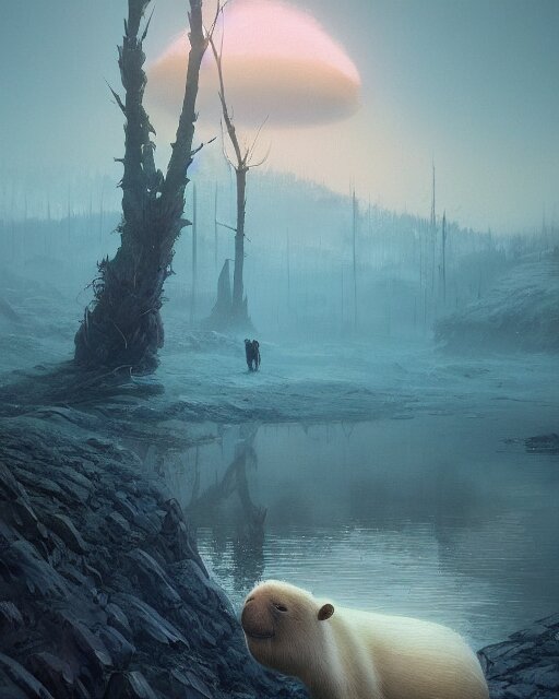 Lexica - White capybara at irithyll of the boreal valley, surreal ...