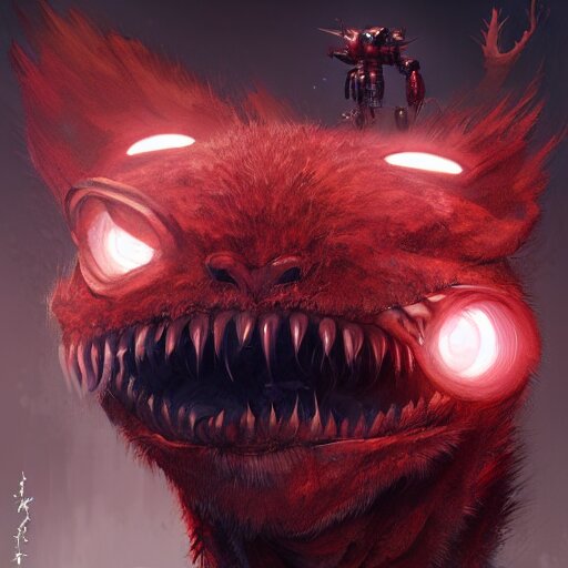 Lexica - Realistic portrait of a grox from spore, red furry cyborg ...