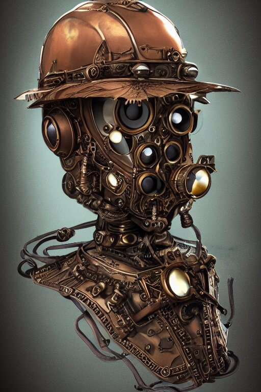 steampunk helmet fantasy art mask robot ninja stylized digital i ...