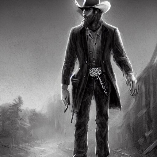 Lexica - Nicholas, the cowboy in the weird west, long dark hair, facial ...