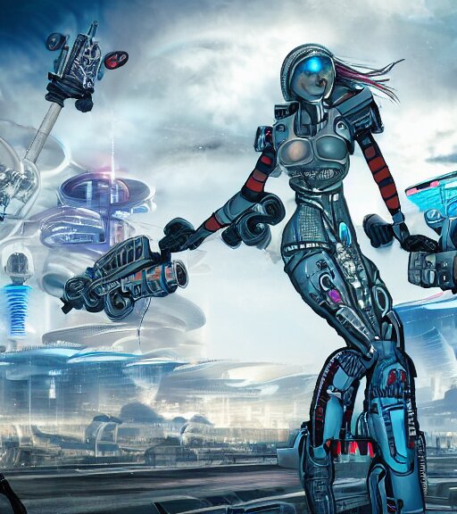 Lexica - Ketamine dreams, futuristic city with cyborg women on rocket ...