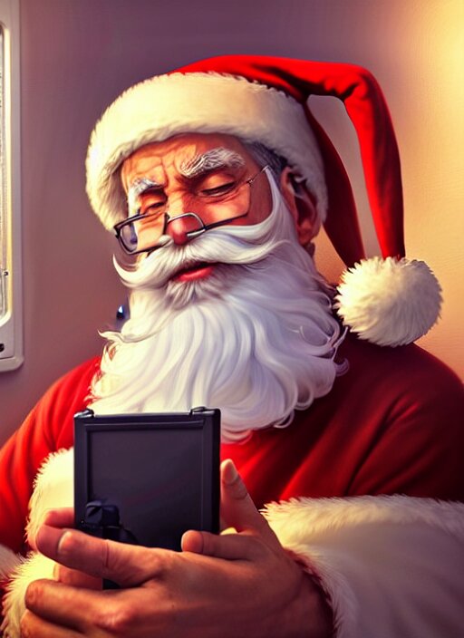 Lexica - Highly detailed portrait of santa claus playing with a game ...