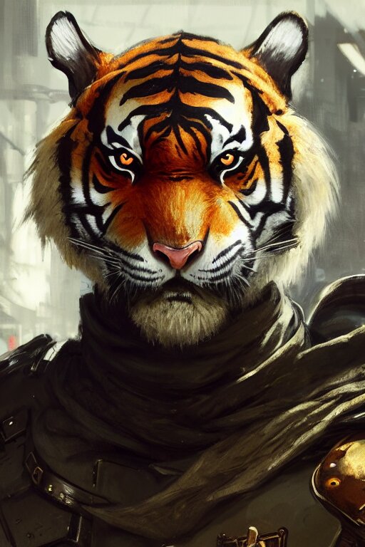 Lexica - Portrait male anthro tiger dressed in military clothes ...