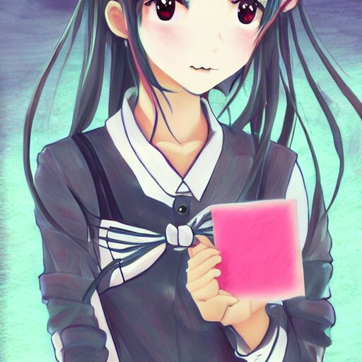 Anime Pretty Girl Dark Hair Anime Girl | Greeting Card