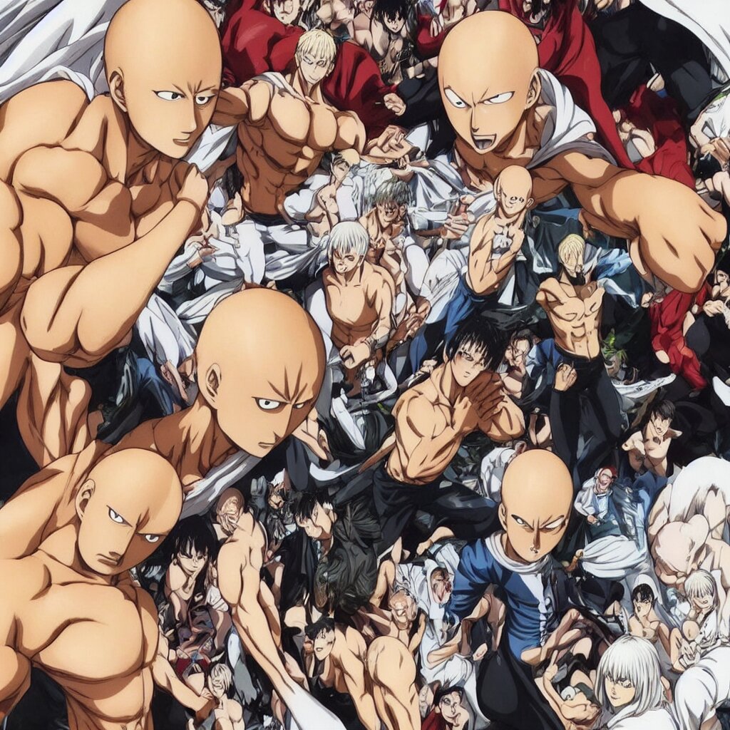 ripped shirtless saitama one punch man instagram, Stable Diffusion