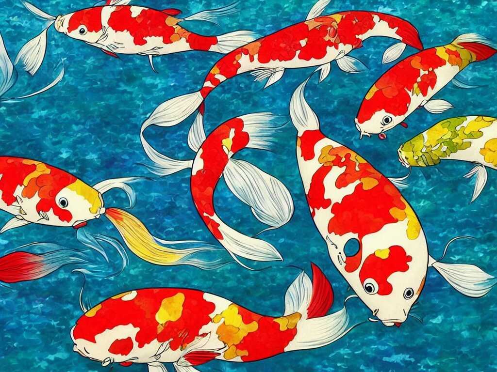 Lexica - Colorful koi carp, illustration, concept art, colorful ...