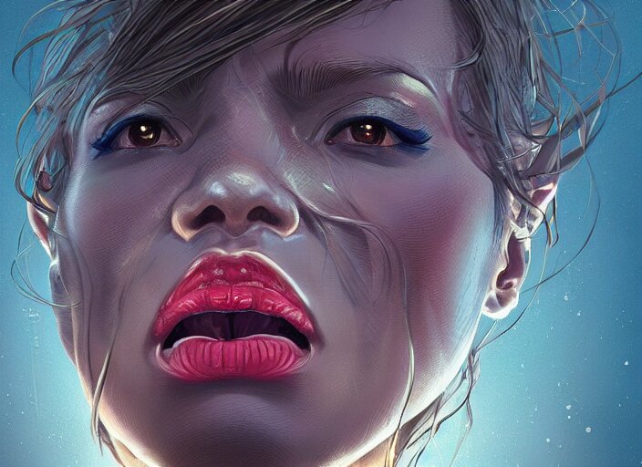 Lexica - Wide open queen mouth, close - up, cry, defiant, full lips ...