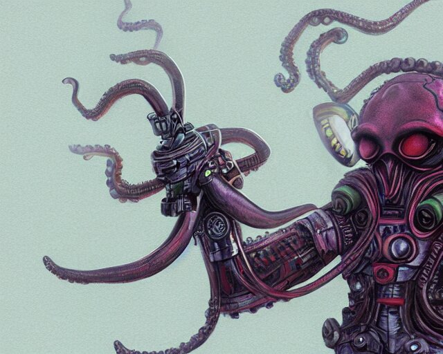 Lexica - Alien octopus with 3 eyes dressed like a samurai holding a ...