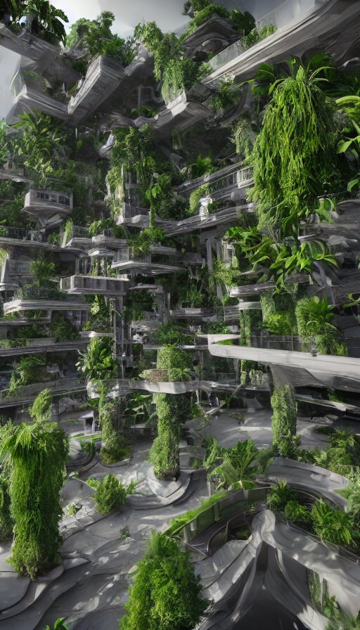 Lexica - A futuristic Hanging Gardens of Babylon, sweat drops, insane ...