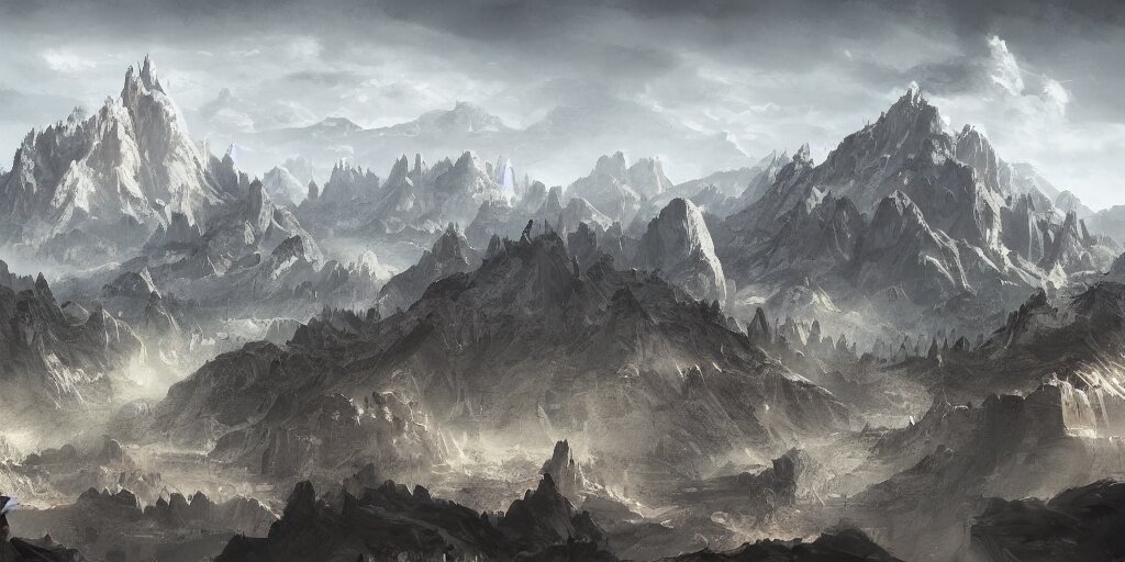 Lexica - Landscape view of a mountain with a huge city at the top ...