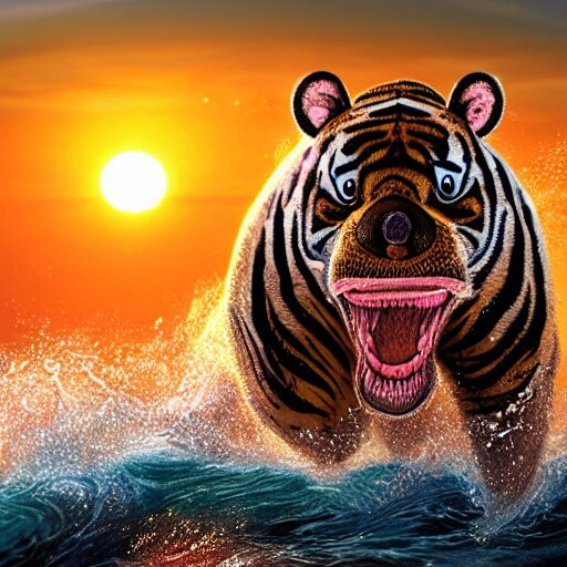 Lexica - A closeup photorealistic render of a cute smiling tiger ...