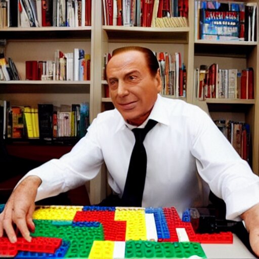 Lexica - Silvio Berlusconi Playing With Legos In His Office