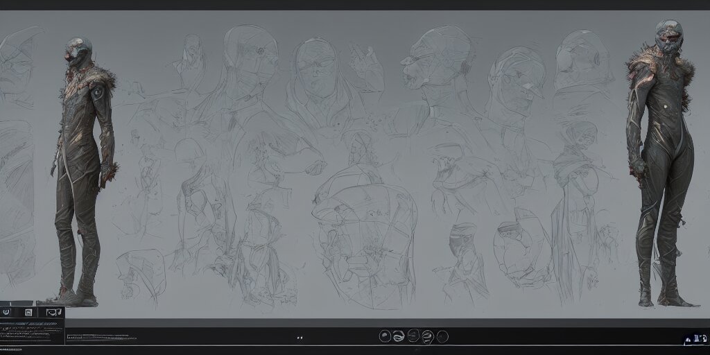 Lexica - Glass mask design, character sheet, Moebius, Greg Rutkowski ...