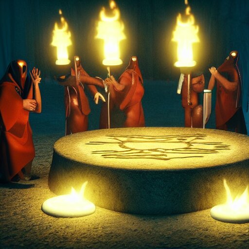 Lexica - 8 k hd detailed octane render of cultists performing an occult ...