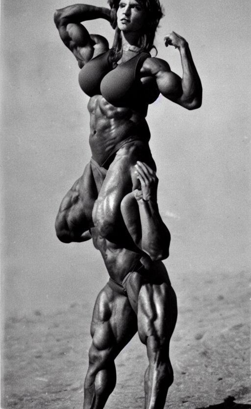 prompthunt: gigachad as woman, full body photo, Ernest Khalimov,  bodybuilder, black and white photograph