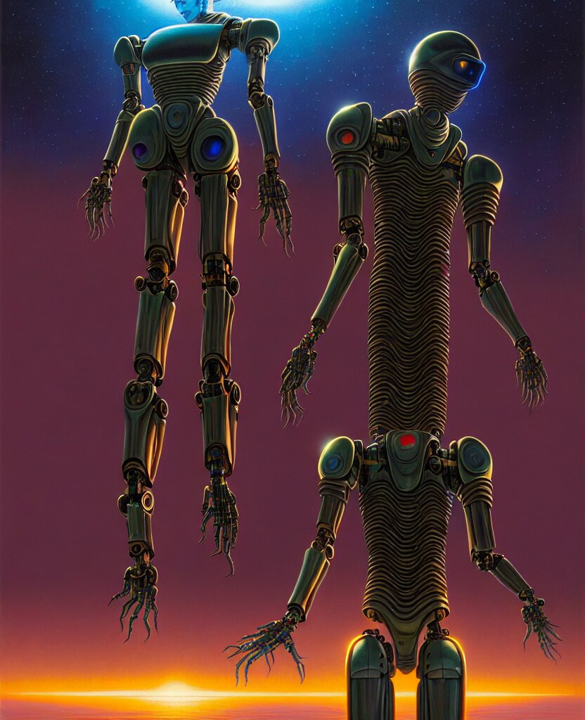 Lexica - Humanoid robot, full body, symmetry, faded colors, exotic ...