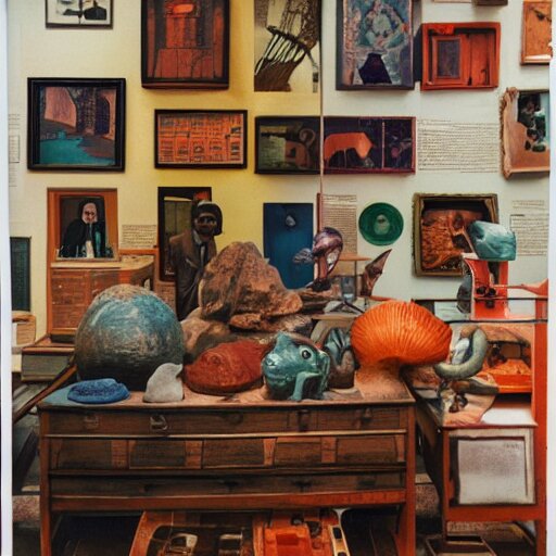 Lexica - A large format color offset photography of objects on display ...