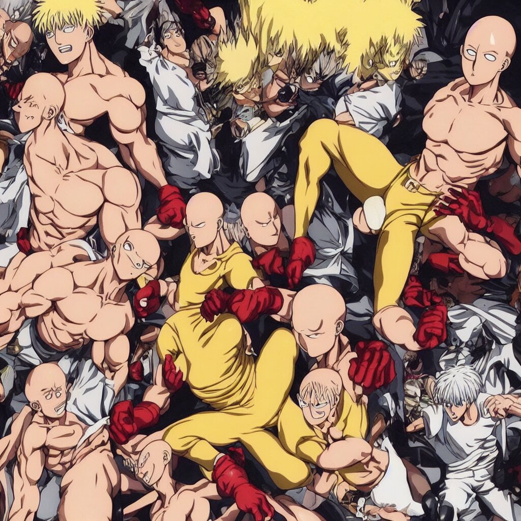 ripped shirtless saitama one punch man instagram, Stable Diffusion