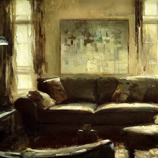 modem living room painting by jeremy mann Arthub.ai