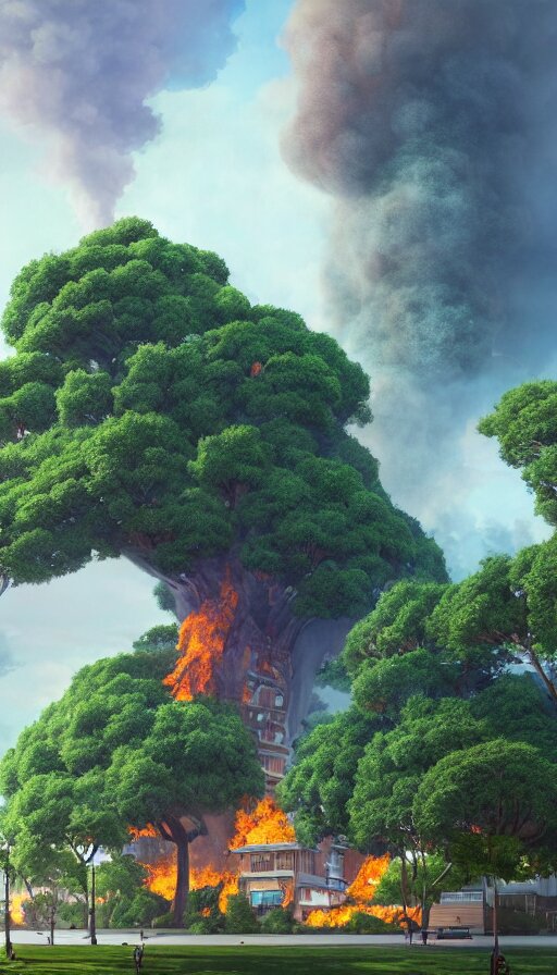 Lexica - A highly detailed matte painting of the biggest tree ever with ...