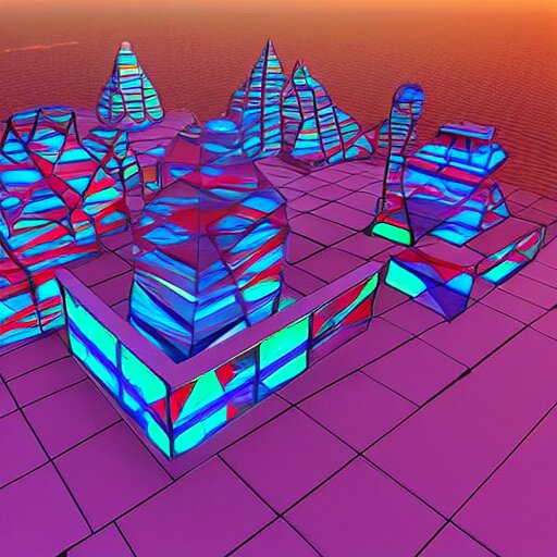 Lexica - Pyramids made of colored glass at night, trending on ...