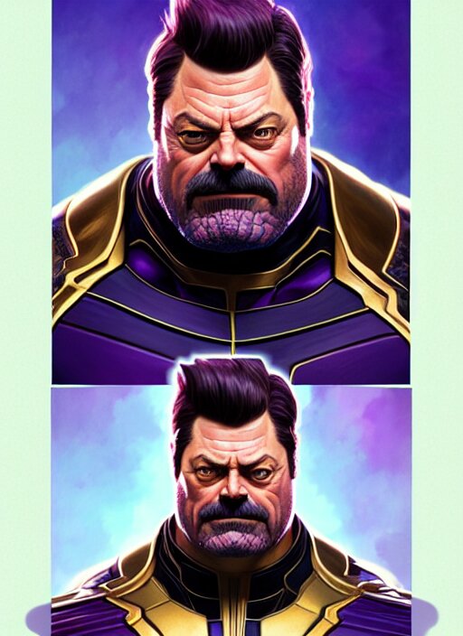 Lexica - Portrait of nick offerman as thanos, muscular! fantasy ...