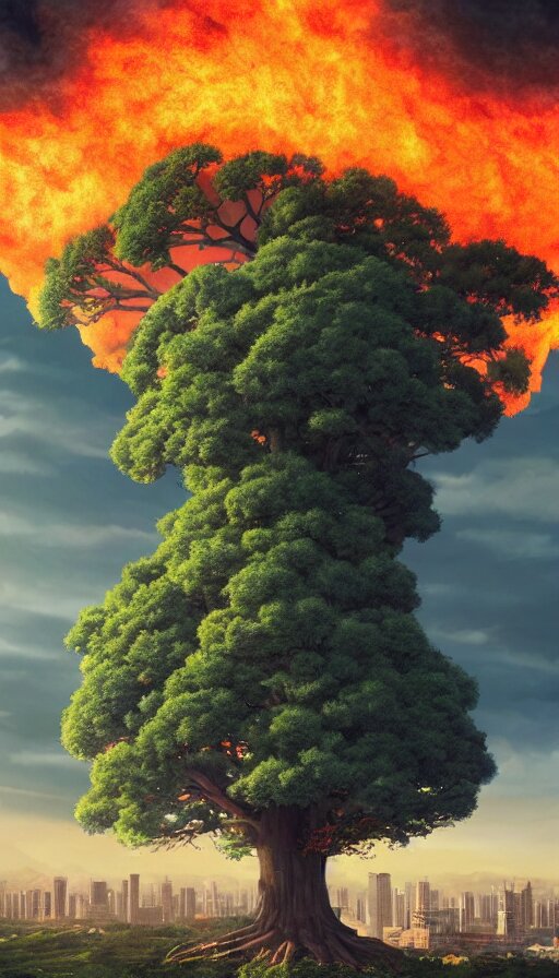 Lexica - A highly detailed matte painting of the biggest tree ever with ...