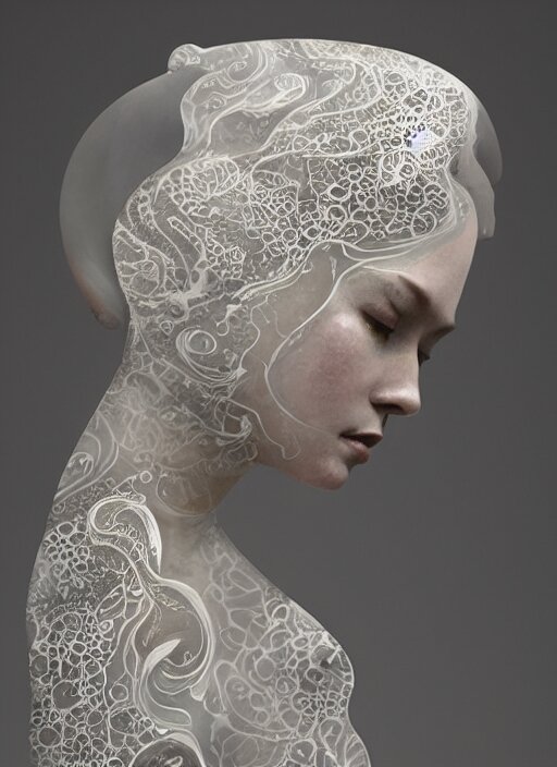 Lexica - Opalescent marble sculpture of beautiful woman dissolving into ...
