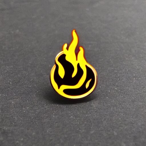 Lexica - Minimalistic enamel pin of fire flame, retro design