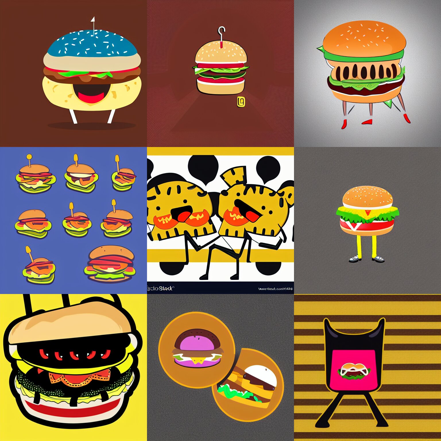 Lexica - Logo walking happy burger with legs, vector art, behance ...