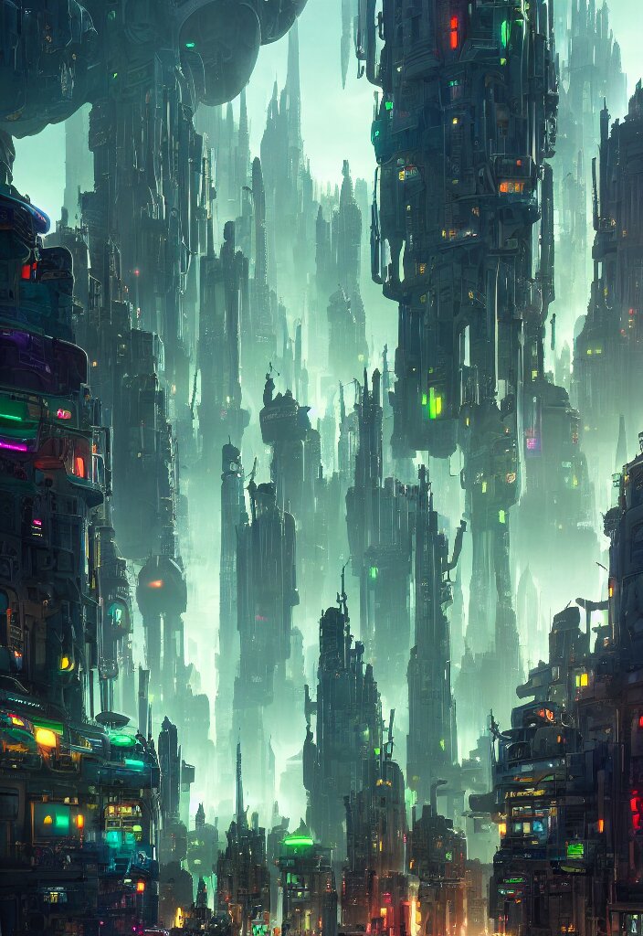 Lexica - ( emerald city ) a vibrant matte painting of a robotic monster ...