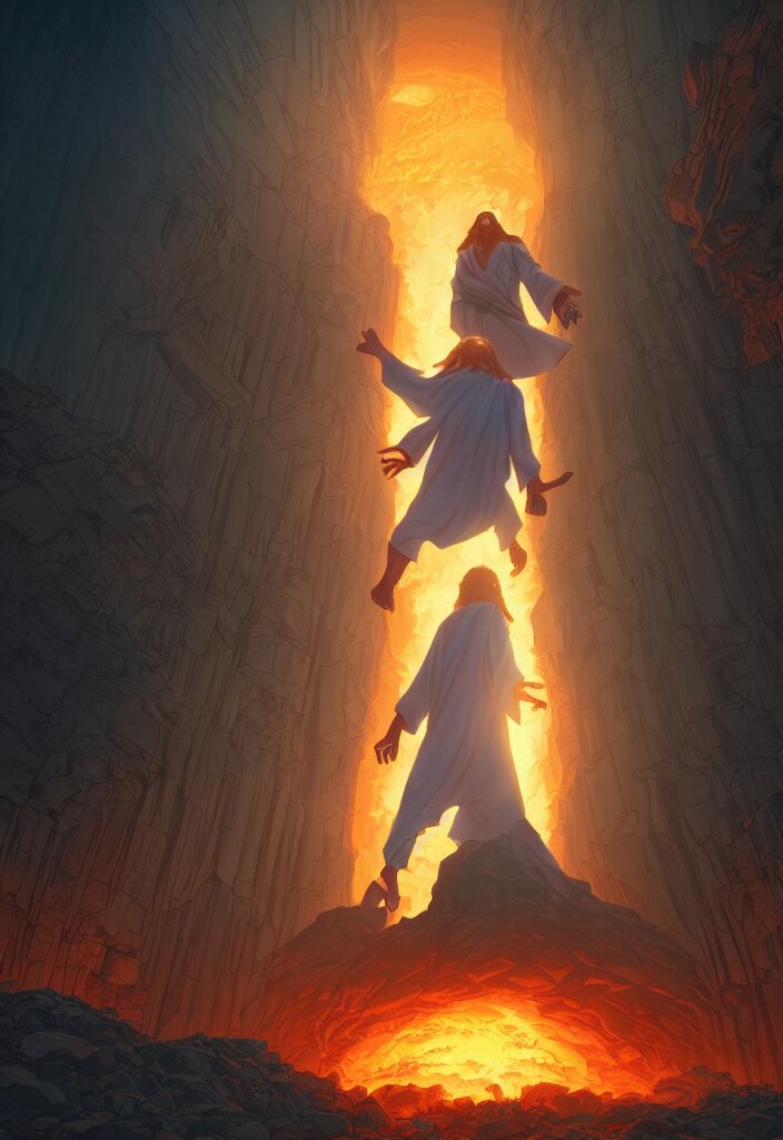 Lexica - A portrait of jesus descending into hell by dan mumford ...