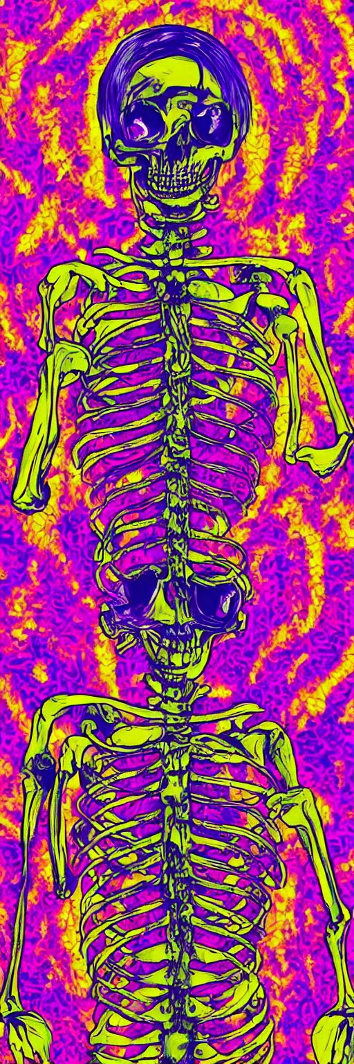 Lexica - Vaporwave skeleton with psychedelic background