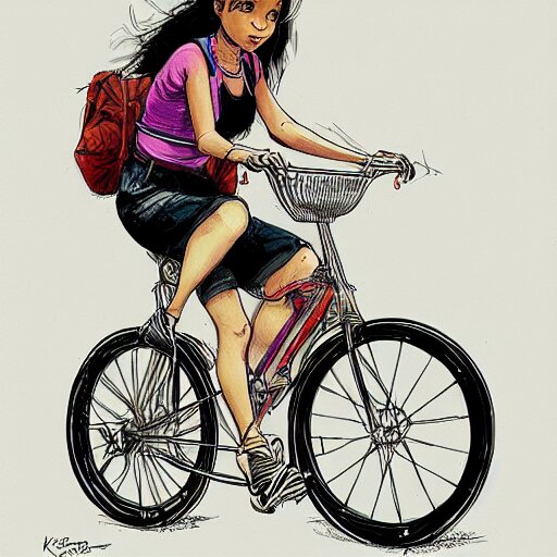 Lexica Latin girl with bicycle by kim jung gi