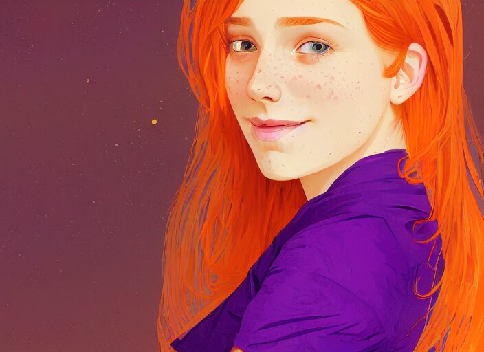 Lexica Portrait Of A Beautiful Smiling Girl With Orange Hair And 