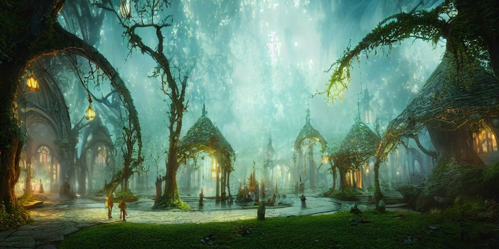 in an ethereal magical fairy city, highly detailed, 8 k, hdr, aw ...