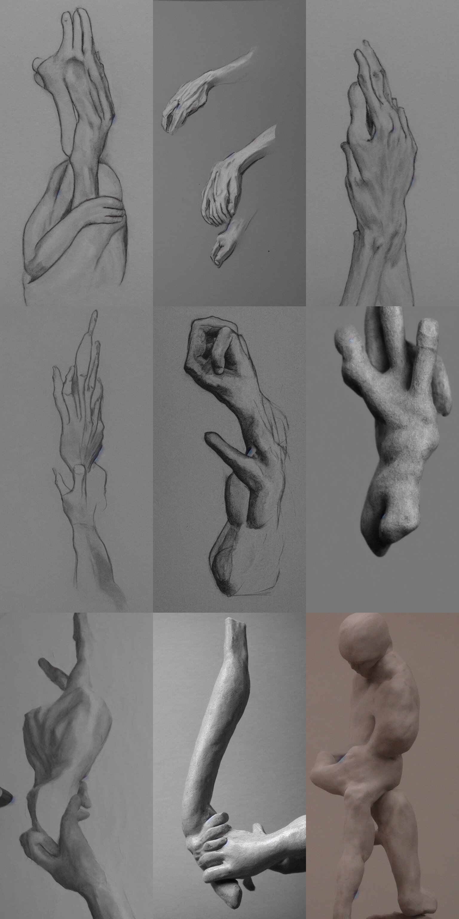 Lexica - Clay life drawing model with a significant focus on the hands